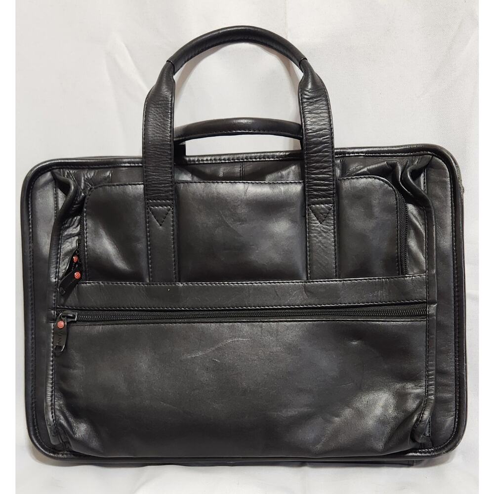 WINN INTERNATIONAL GENUINE LEATHER BRIEFCASE BLACK No Shoulder Strap